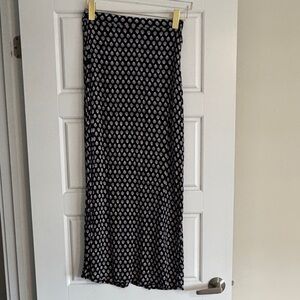 Reitmans Black Maxi Skirt with Cream Dot Motif